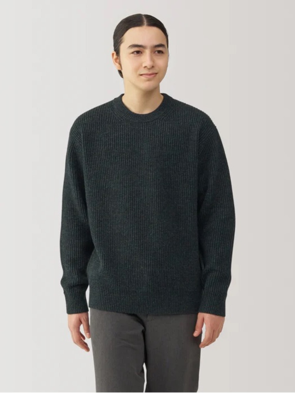 Men's Yak Wool Ribbed Crew Neck Sweater